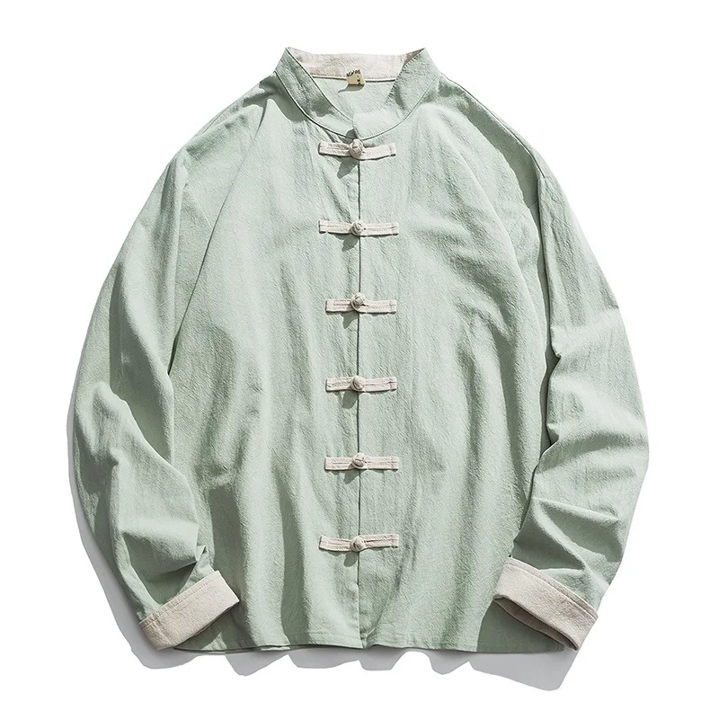 2020 New Kimono Jacket Men Tra - огляд і ціна Mens Linen Shirt Long Sleeve