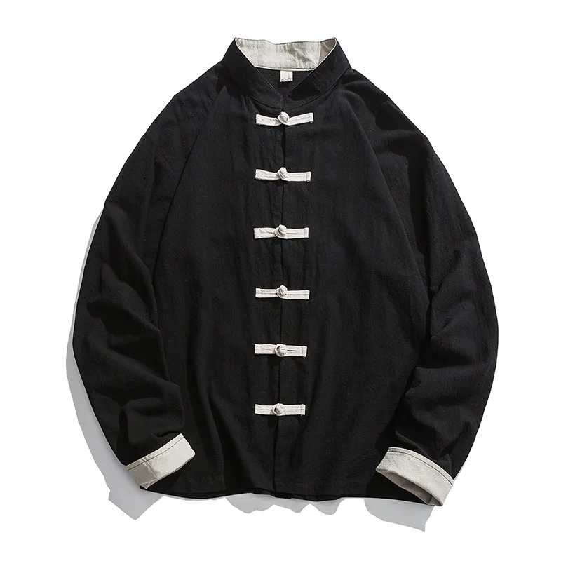 2020 New Kimono Jacket Men Tra - огляд і ціна Mens Linen Shirt Long Sleeve