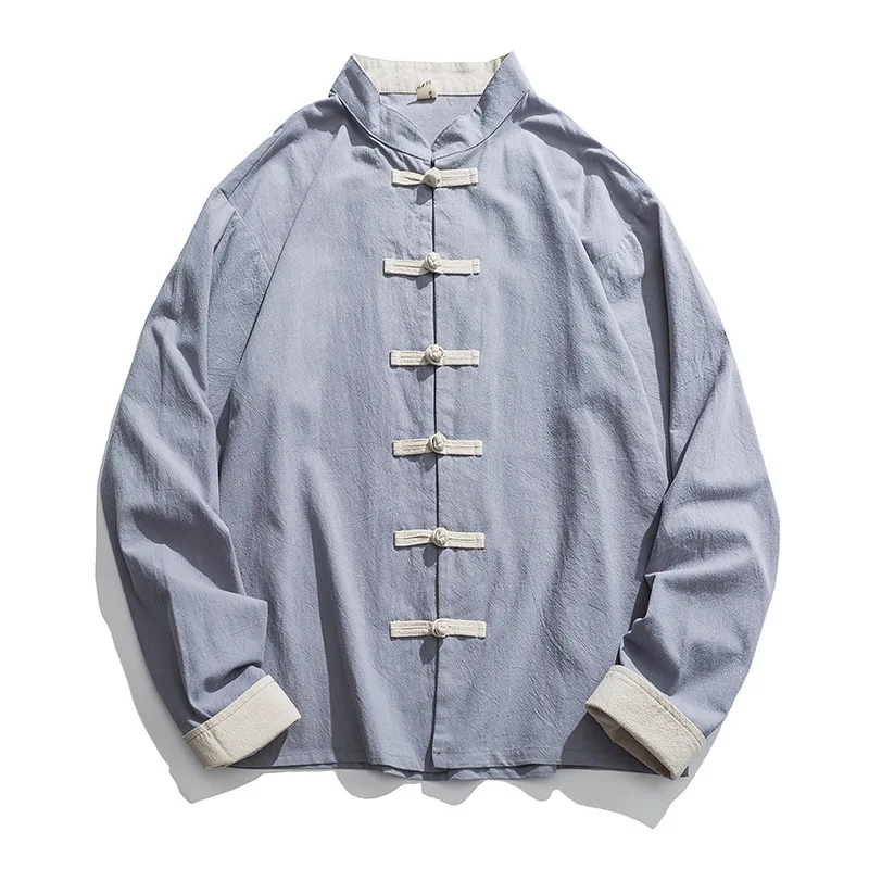 2020 New Kimono Jacket Men Tra - огляд і ціна Mens Linen Shirt Long Sleeve