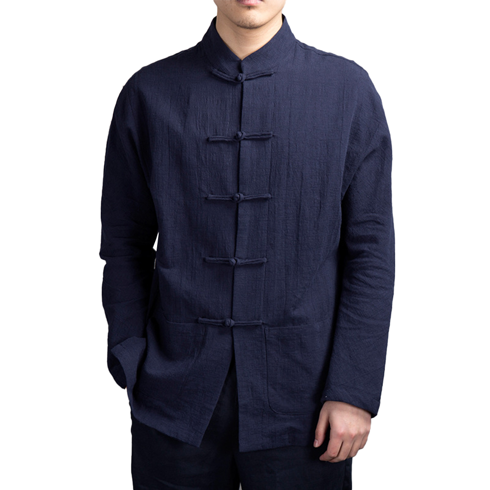 Retro Casual Men Chinese Tradi - огляд і ціна Mens Linen Shirt Long Sleeve
