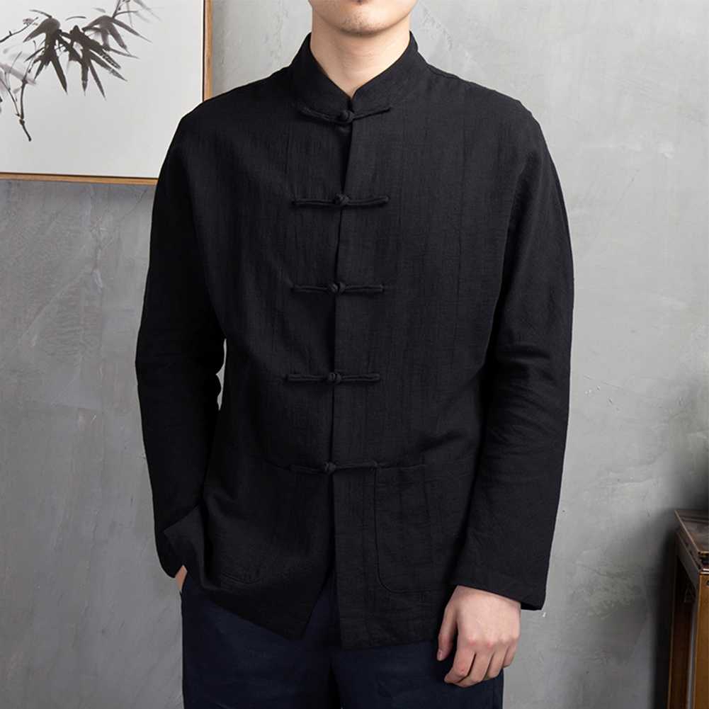 Retro Casual Men Chinese Tradi - огляд і ціна Mens Linen Shirt Long Sleeve