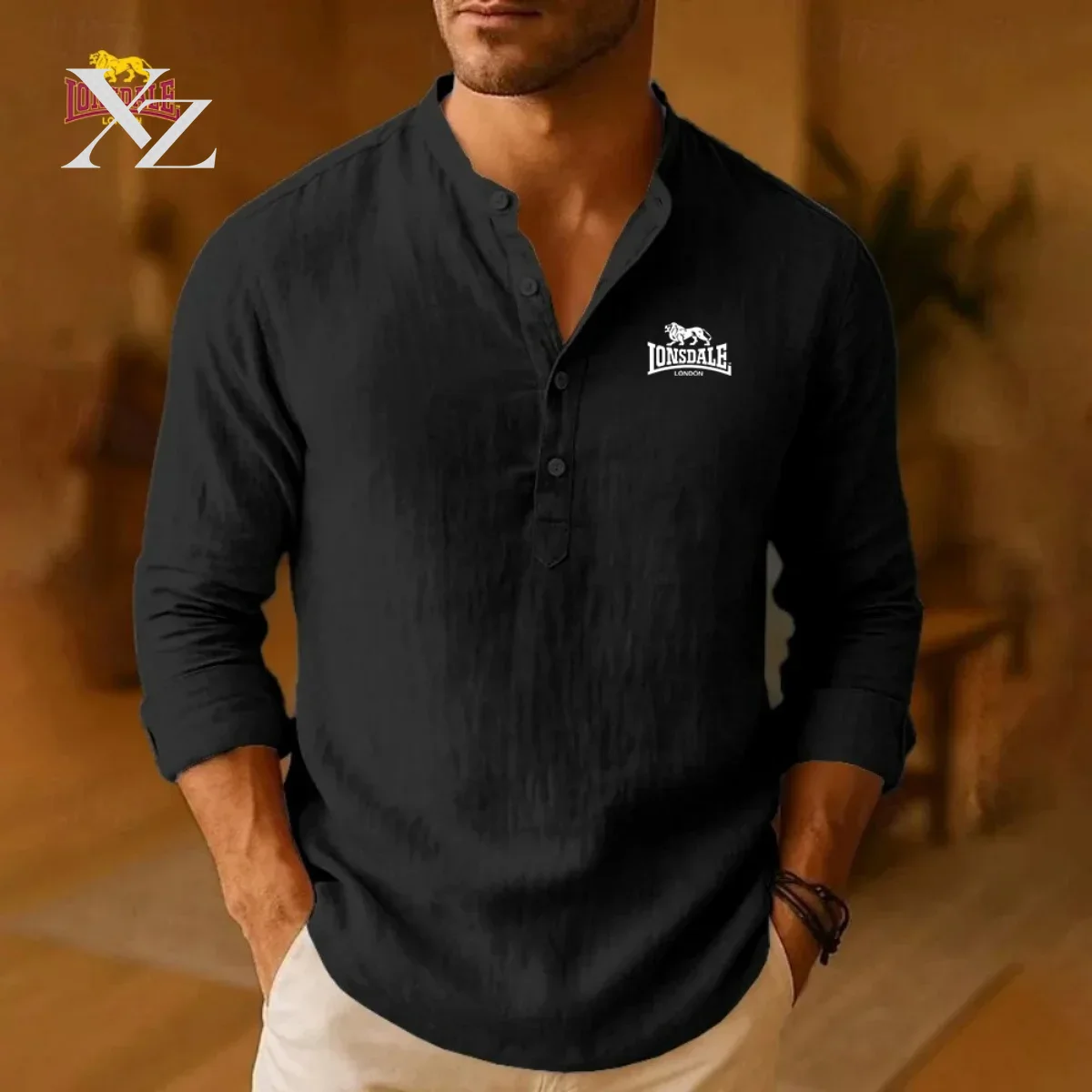 LONSDALE Men's New Casual Shir - огляд і ціна Mens Linen Shirt Long Sleeve
