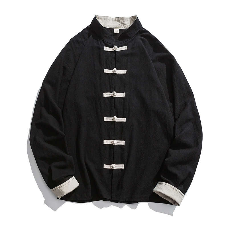 2026 New Kimono Jacket Men Tra - огляд і ціна Mens Linen Shirt Long Sleeve