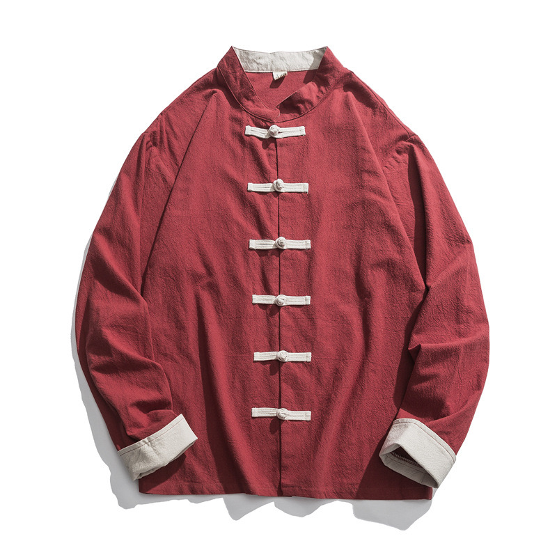 2026 New Kimono Jacket Men Tra - огляд і ціна Mens Linen Shirt Long Sleeve