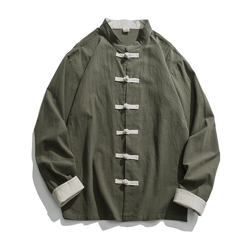 2026 New Kimono Jacket Men Tra - огляд і ціна Mens Linen Shirt Long Sleeve