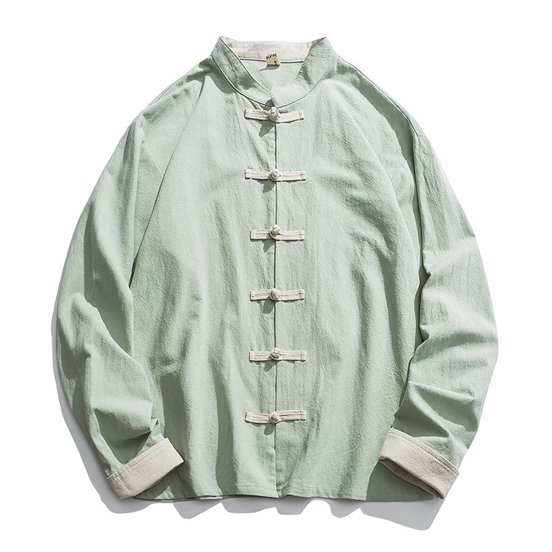 2026 New Kimono Jacket Men Tra - огляд і ціна Mens Linen Shirt Long Sleeve