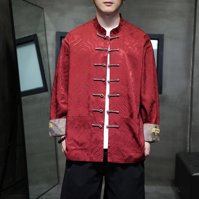 Large Size 5XL Men Tang Suit U - огляд і ціна Mens Linen Shirt Long Sleeve