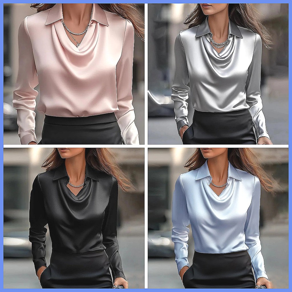Vintage Satin Blouse Women Lon - огляд і ціна Shirts