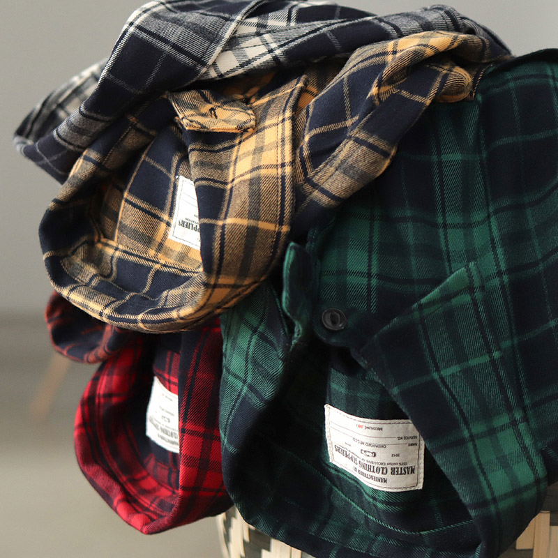 Autumn New Japanese Retro 300g - огляд і ціна Flannel Plaid Shirt Heavy Weight
