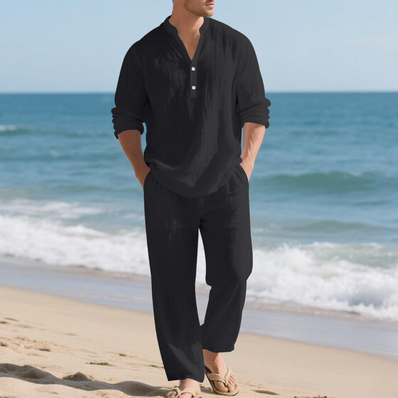 Linen Autumn New Men's Suit Be - огляд і ціна Mens Linen Shirt Long Sleeve