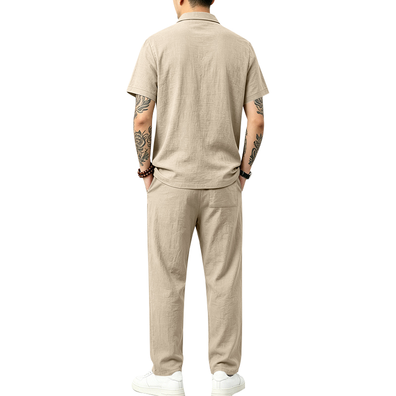 Men's 2 Piece Polo Set Short S - огляд і ціна Mens Linen Shirt Long Sleeve